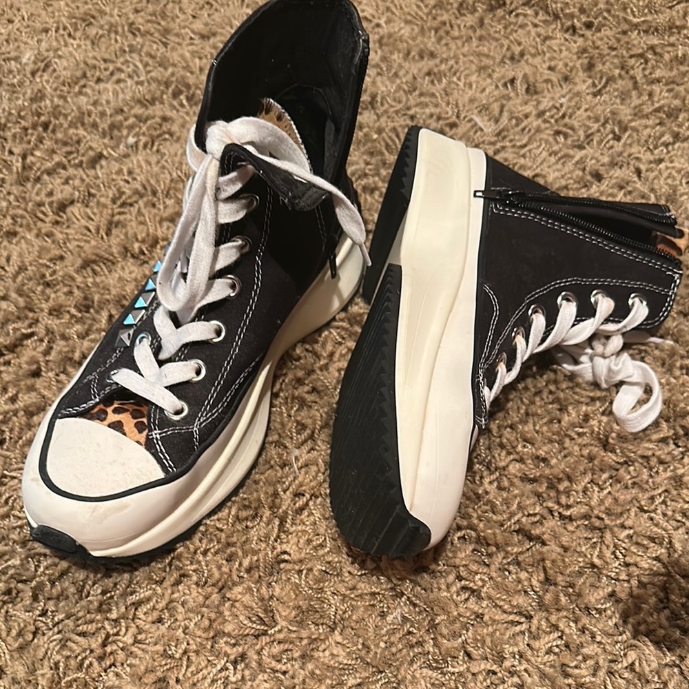 Steve Madden Black and White High-Top Sneakers